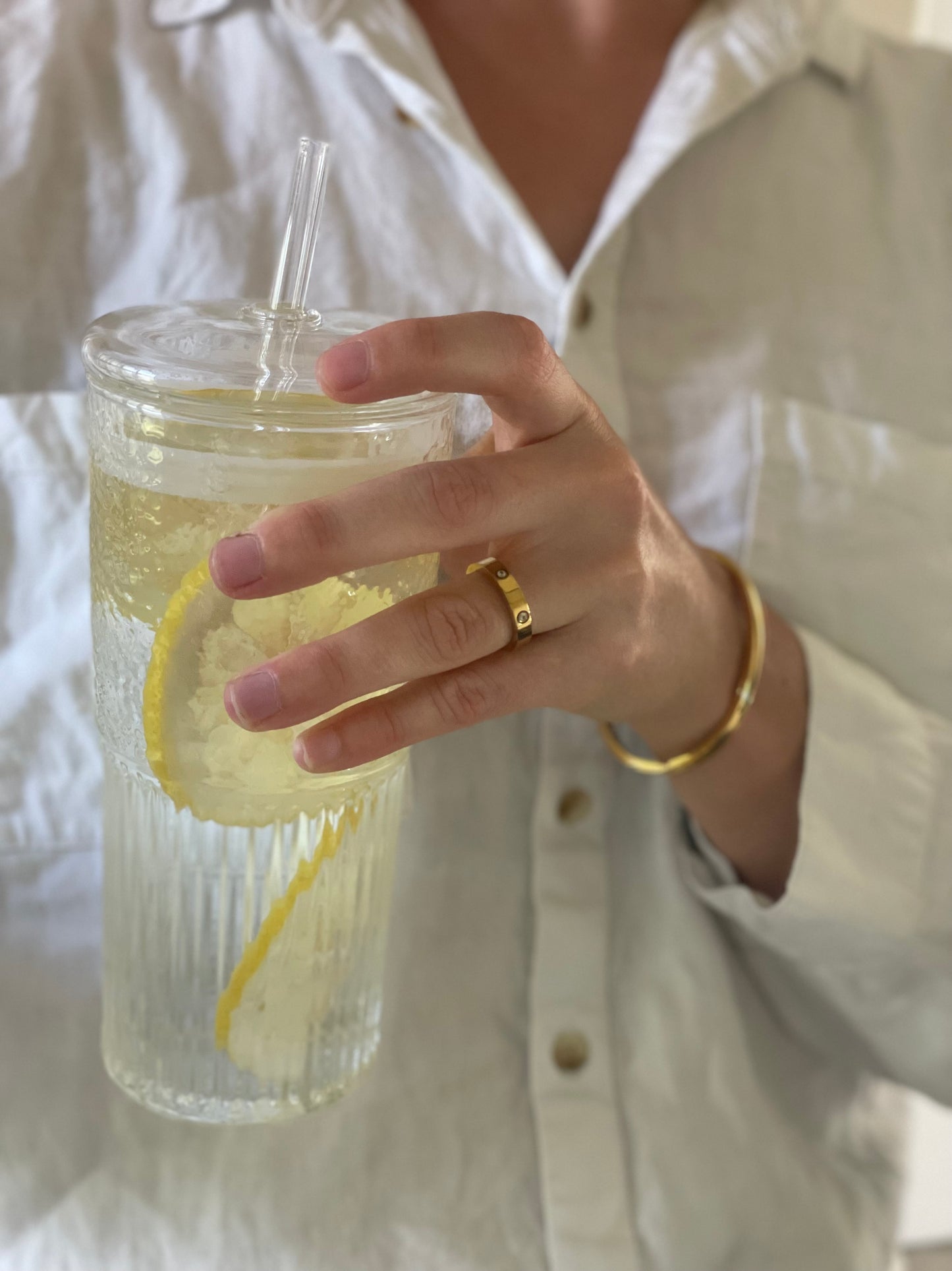 Ribbed Glass Tumbler
